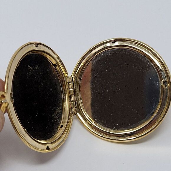 Vintage Guilloche Orange Rose Enameled‎ Pendant Locket Necklace Gold Tone 24" - Picture 2 of 13